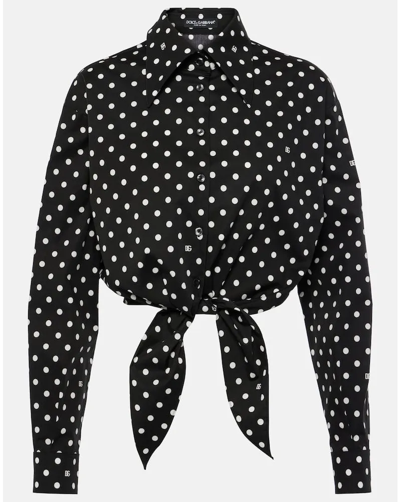 Dolce & Gabbana Blusa cropped in misto cotone Nero
