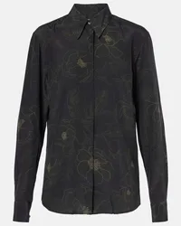 Dries van Noten Camicia in seta con stampa floreale Nero