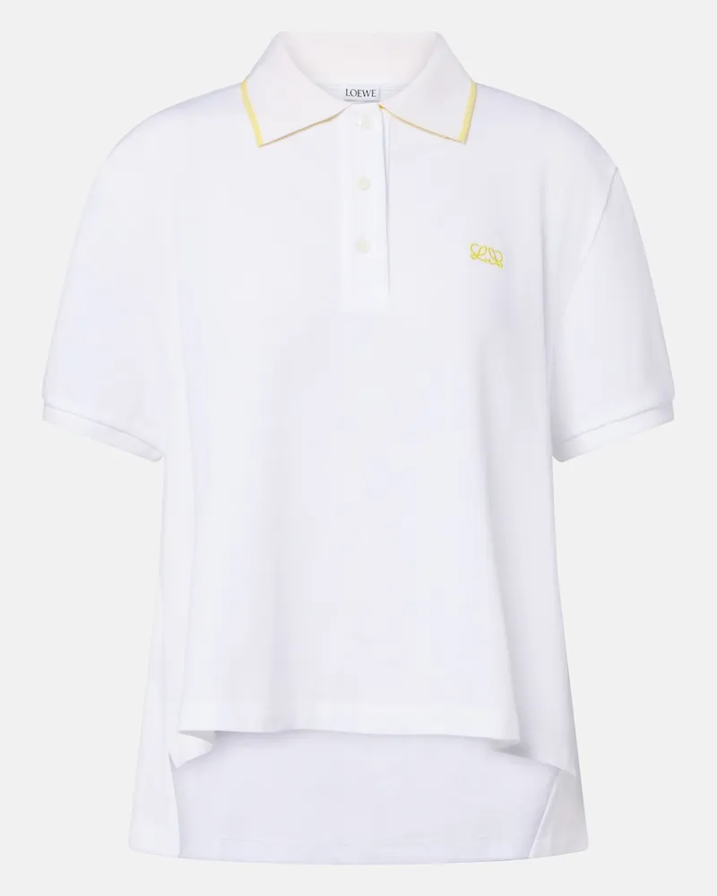 Loewe Polo in piqué di cotone asimmetrica Bianco