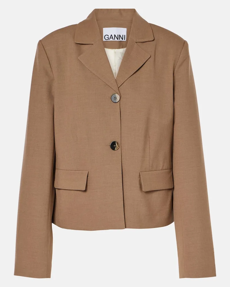 Ganni Blazer in twill Marrone