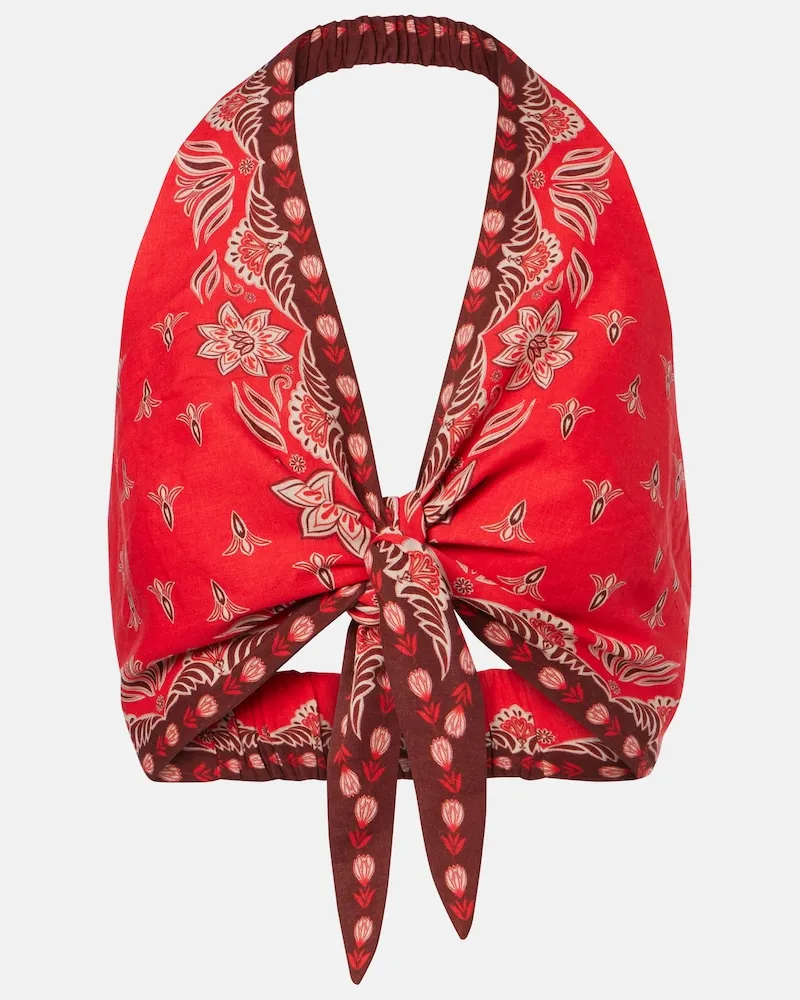 FARM Rio Top cropped Ainika Garden in misto lino Rosso