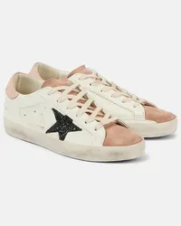 Golden Goose Sneakers Super Star in pelle con glitter Bianco