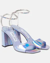 Jimmy Choo Sandali Saeda 85 in pelle metallizzata Viola