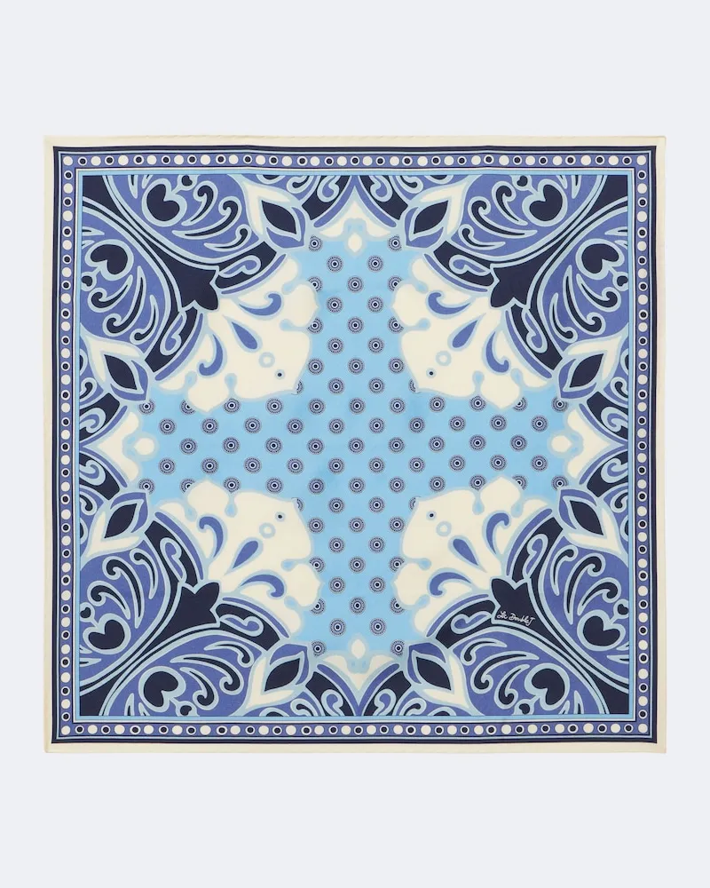 La DoubleJ Sciarpa in twill di seta con stampa Blu