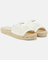 Prada Sandali espadrillas in crochet con logo Beige