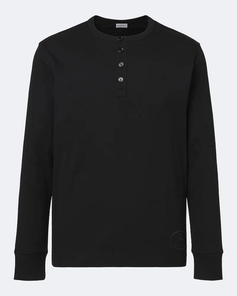 Burberry Camicia Henley in cotone Nero