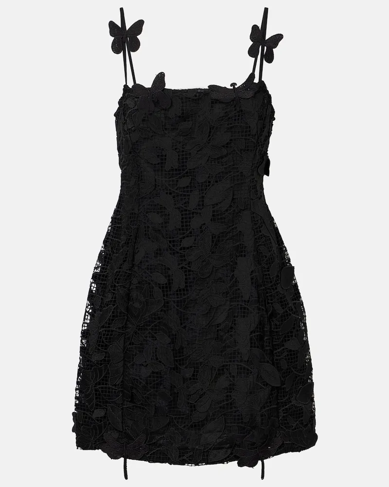 Blumarine Abito corto in pizzo con ricamo Nero