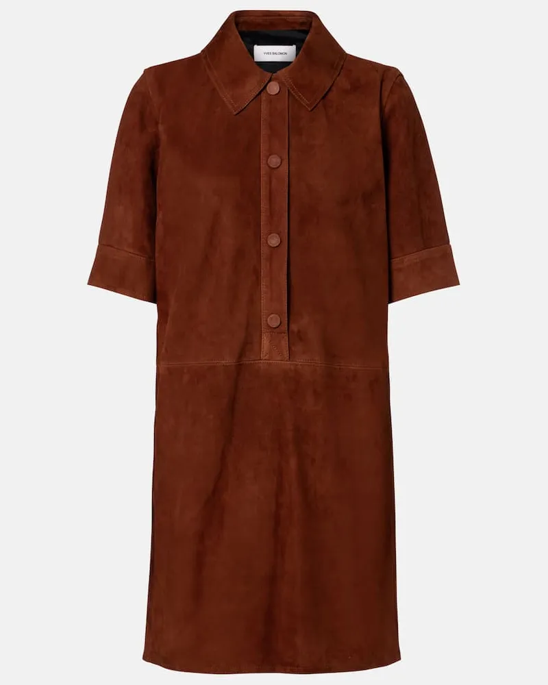 Yves Salomon Abito polo in suede Marrone