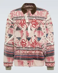 Sacai Giacca in cotone con stampa patchwork Rosa