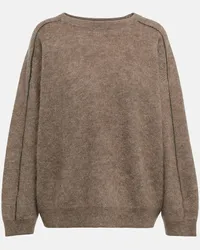 Brunello Cucinelli Pullover in misto mohair con decorazioni Marrone