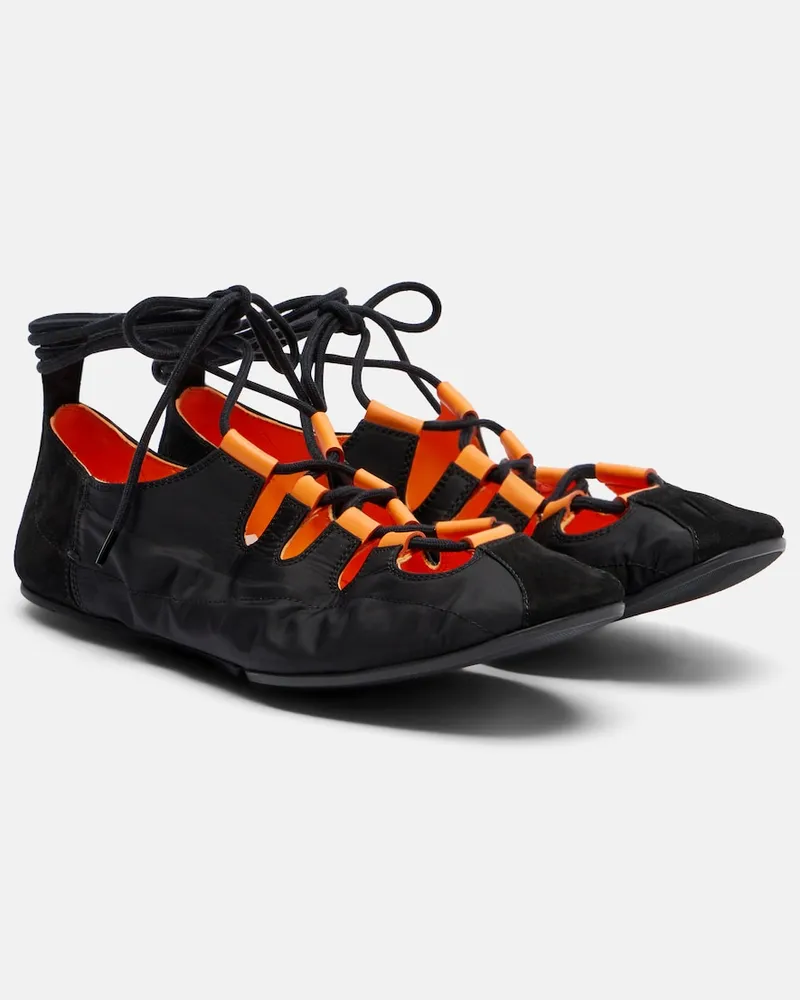 Alaïa AlaÃ¯a Ballerine stringate con suede Nero