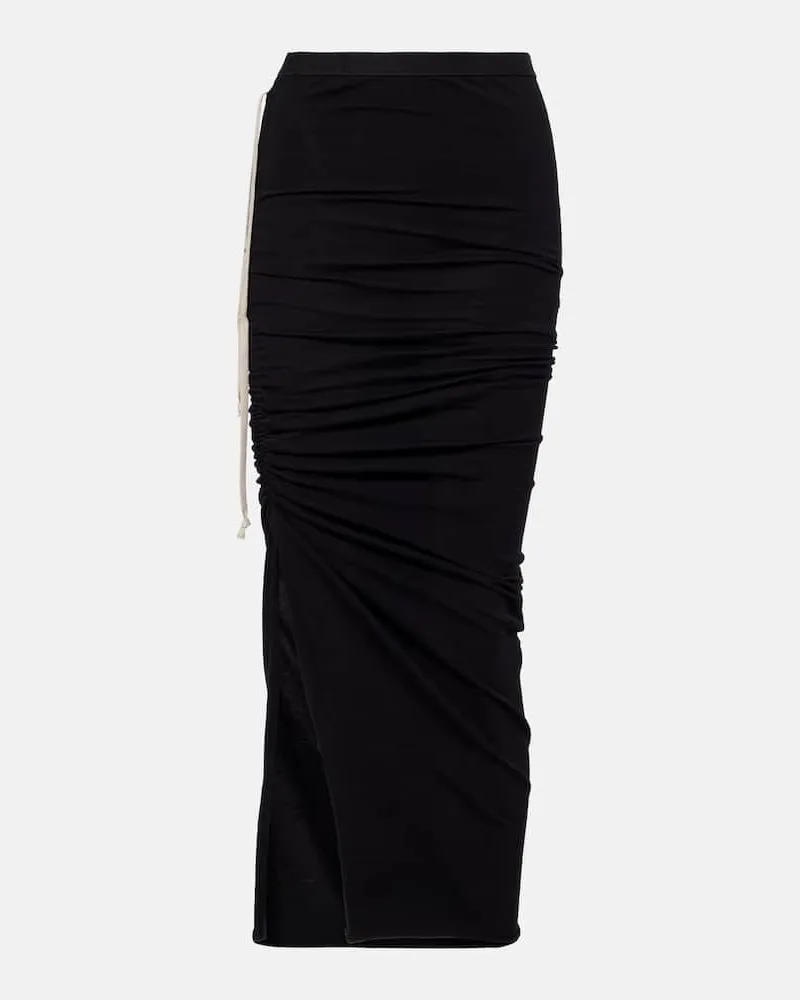Rick Owens Gonna midi Edfu in jersey di cotone Nero