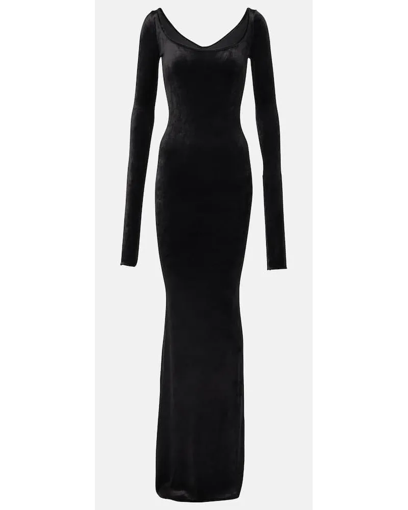 Rick Owens Abito lungo sottoveste in jersey Nero