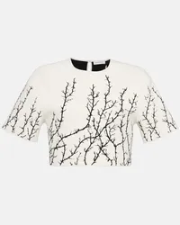 Alexander McQueen Top cropped in jacquard con stampa Bianco