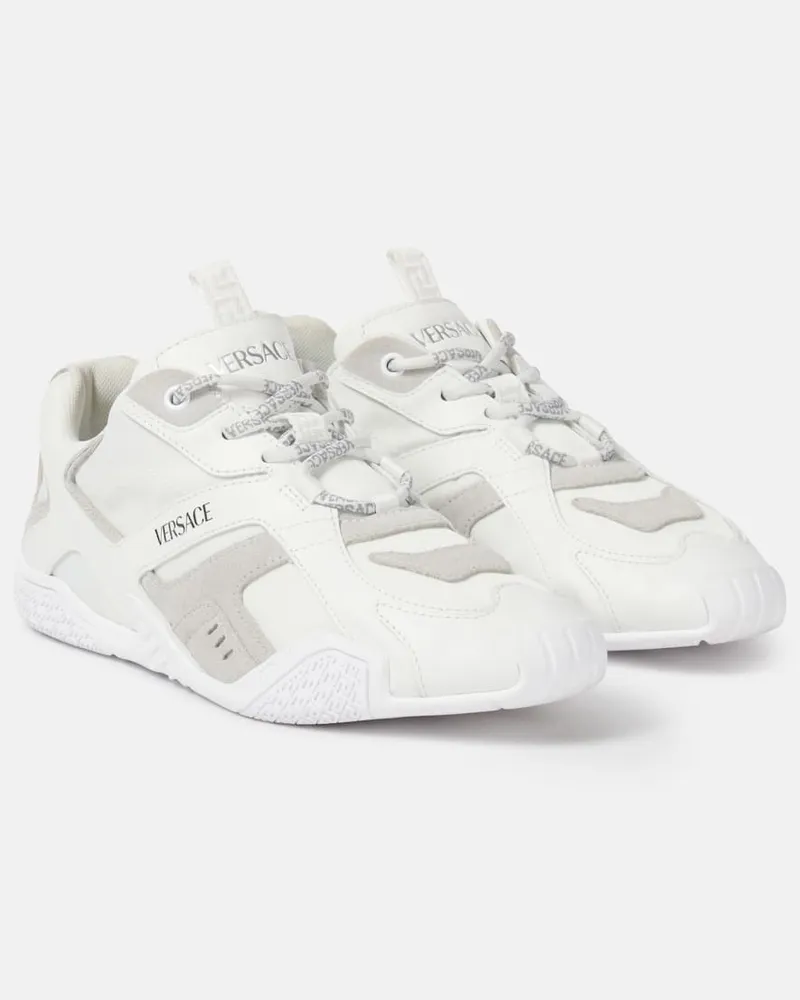Versace Sneakers Galaxia in pelle e suede Bianco