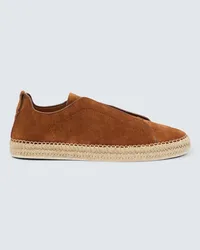 Ermenegildo Zegna Espadrillas Triple Stitch in suede Marrone