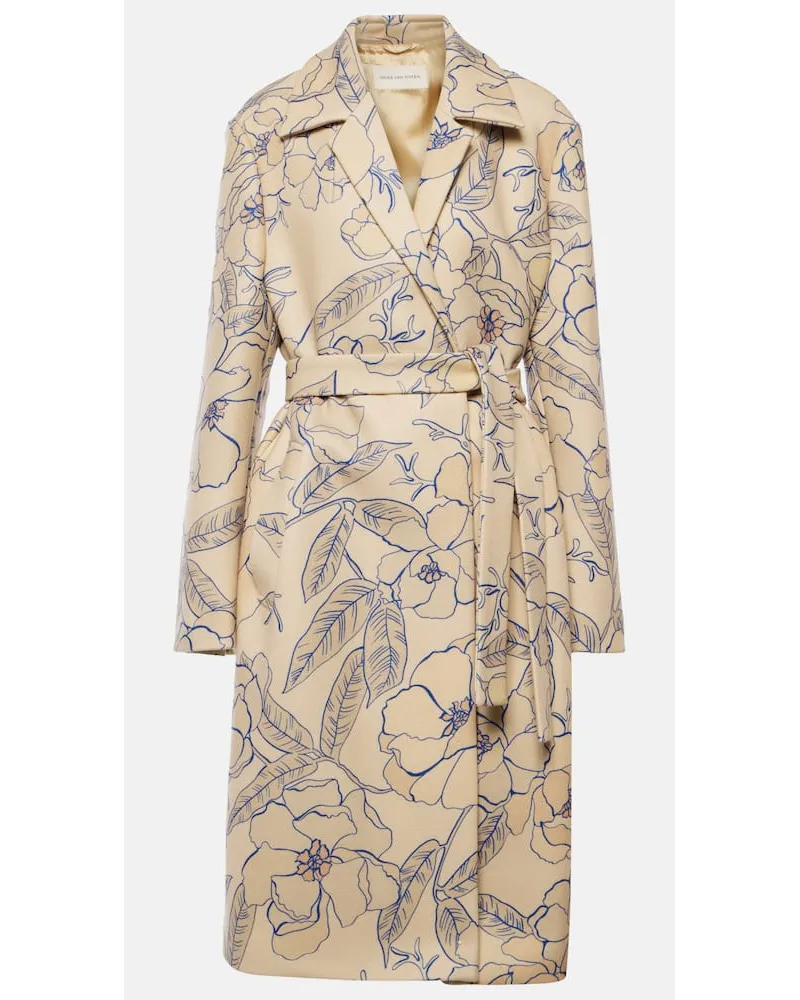 Dries van Noten Trench in misto lana con stampa Beige