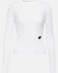 Patou Pullover cropped in maglia di cotone Bianco