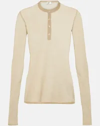 Saint Laurent Top in maglia di misto lana Beige