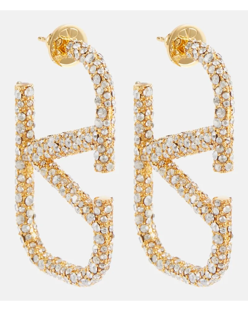Valentino Garavani Orecchini VLogo con cristalli Oro