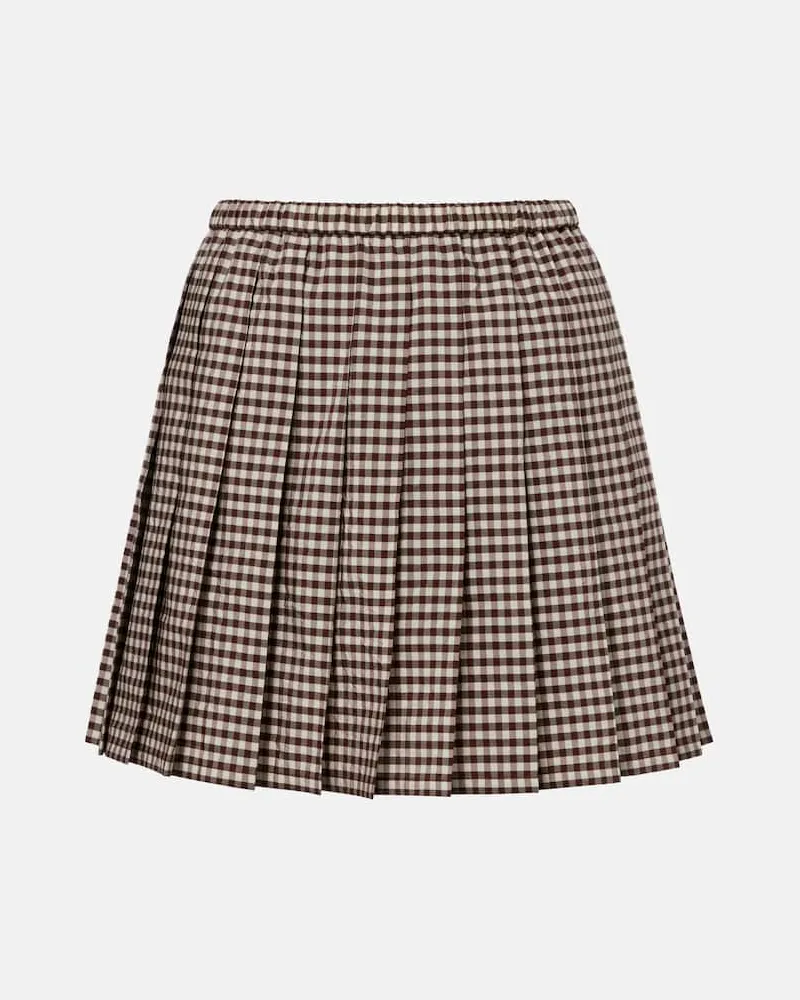 Moncler Minigonna in misto cotone a quadretti con pince Marrone