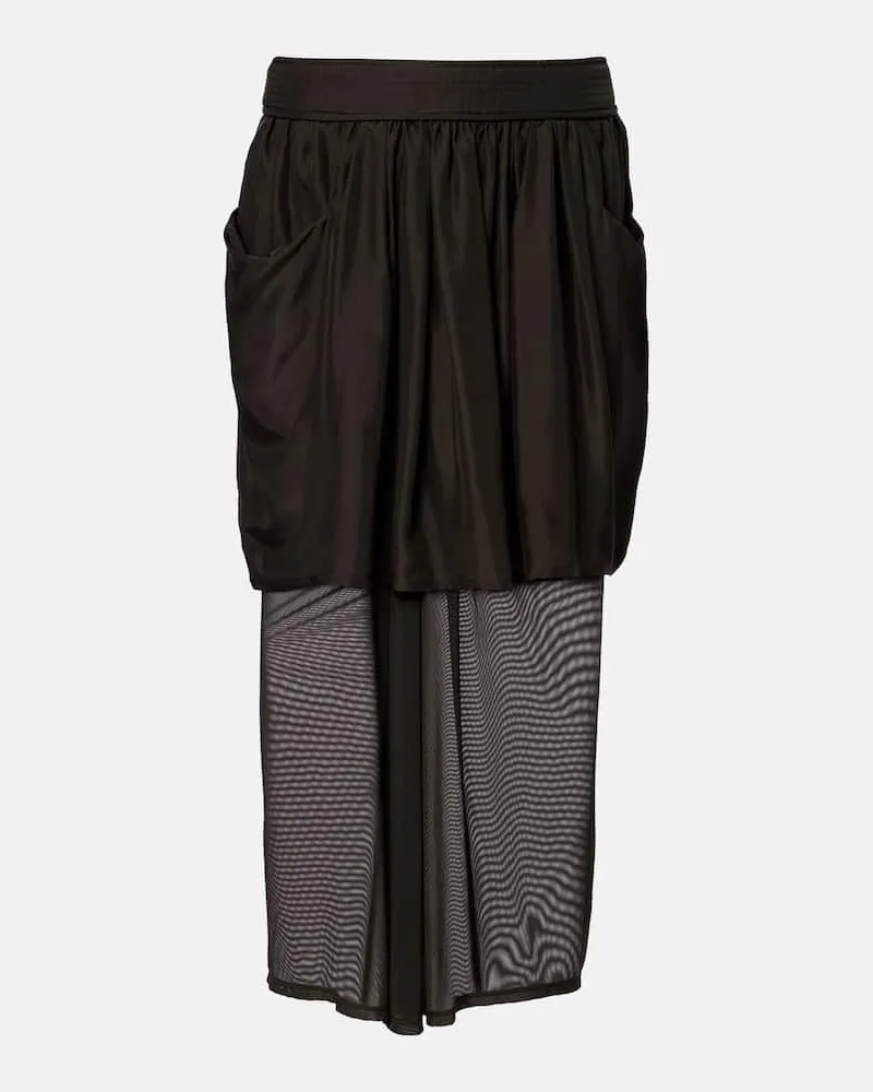 Christophe Lemaire Gonna midi in seta semitrasparente Marrone