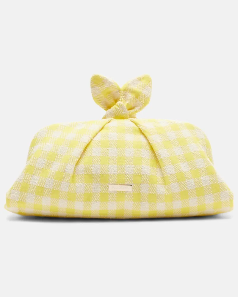 Aquazzura Clutch Bow Tie a quadretti Giallo