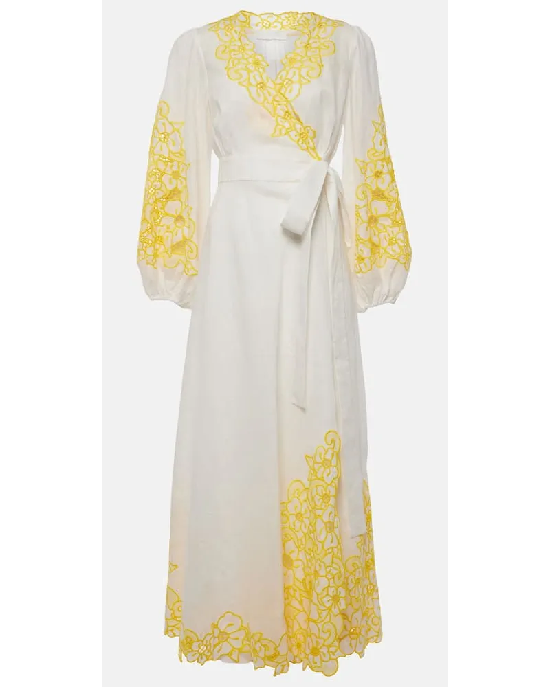 Zimmermann Abito lungo Golden in lino Bianco
