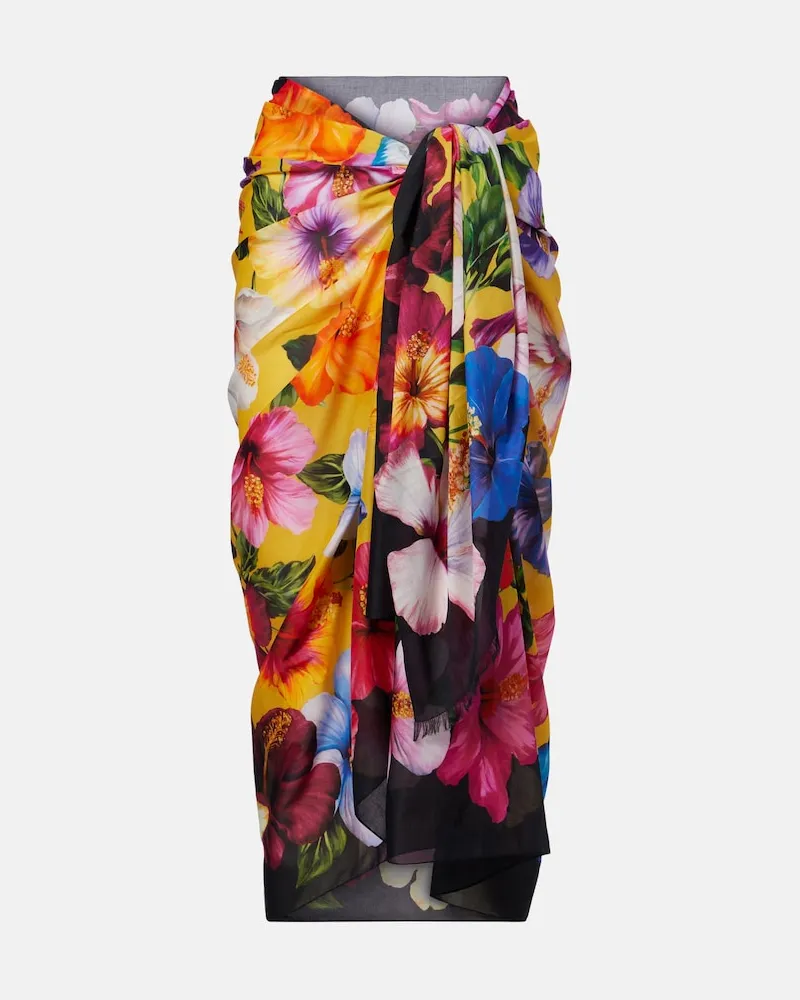 Dolce & Gabbana Pareo in cotone con stampa floreale Multicolore