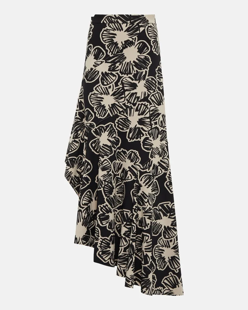 Max Mara Gonna lunga con stampa asimmetrica Nero