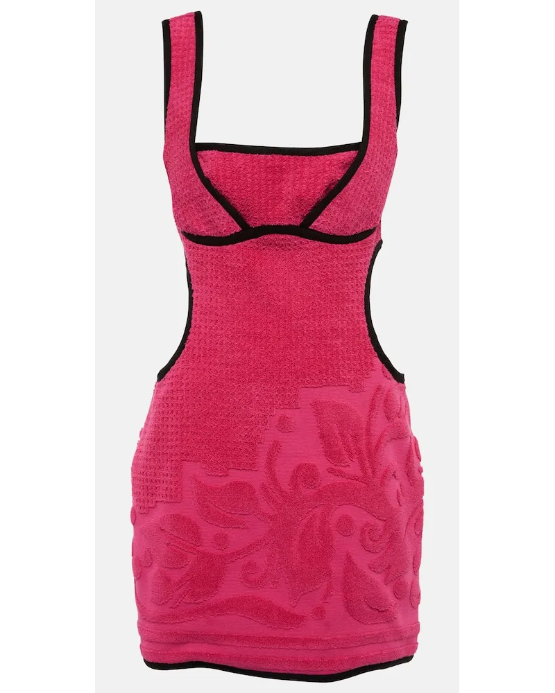 Marine Serre Miniabito in cotone con cut-out Rosa