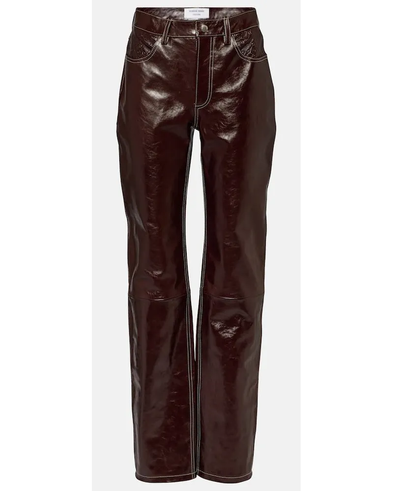 Marine Serre Pantaloni regular in pelle ombrÃ Rosso