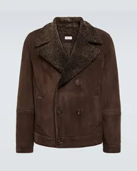 Brunello Cucinelli Giacca in pelle con shearling Marrone