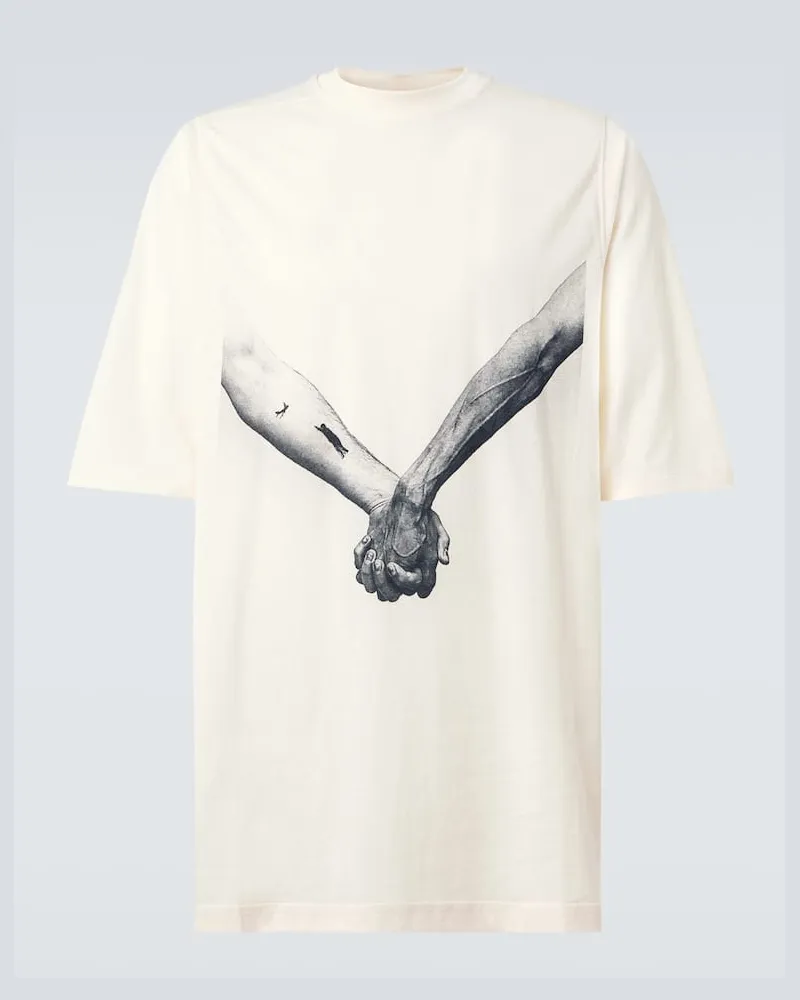 Rick Owens T-shirt Jumbo in cotone con stampa Bianco