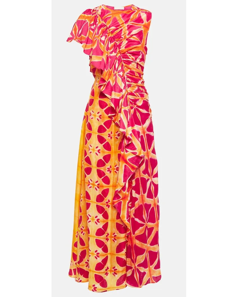 Ulla Johnson Abito lungo Lali in seta con stampa Multicolore