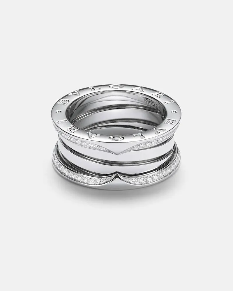 Bulgari Anello B.zero1 in oro bianco 18kt con diamanti Argento