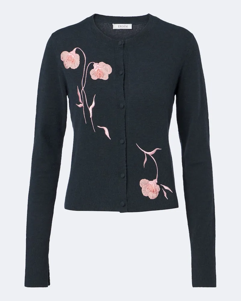 Erdem Cardigan con applicazioni floreali Verde