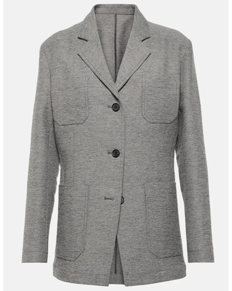 Totême Blazer aderente in misto lana Grigio