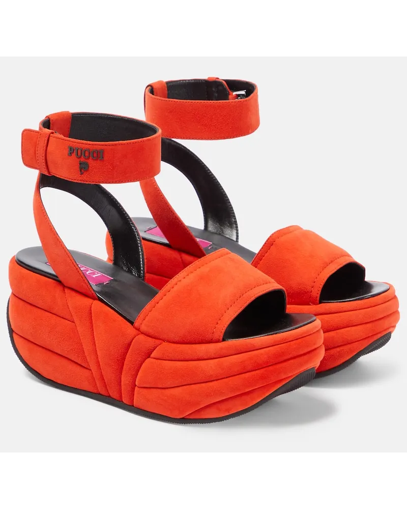 Emilio Pucci Sandali Pucciami con zeppa e plateau Arancione