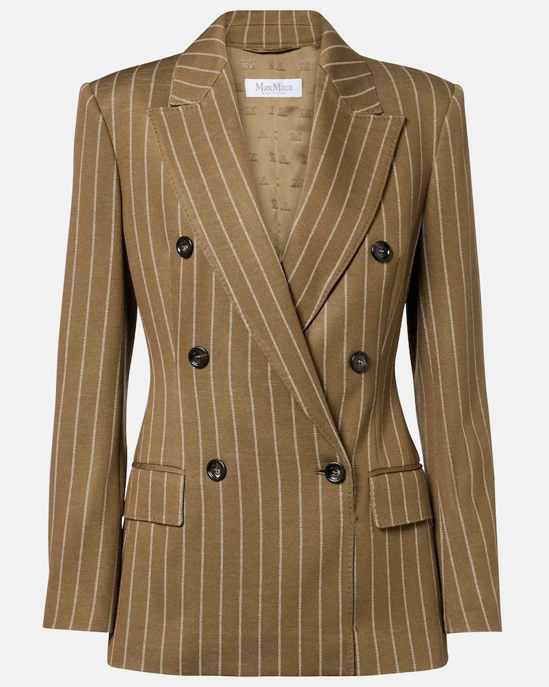 Max Mara Blazer Balta doppiopetto a righe Marrone