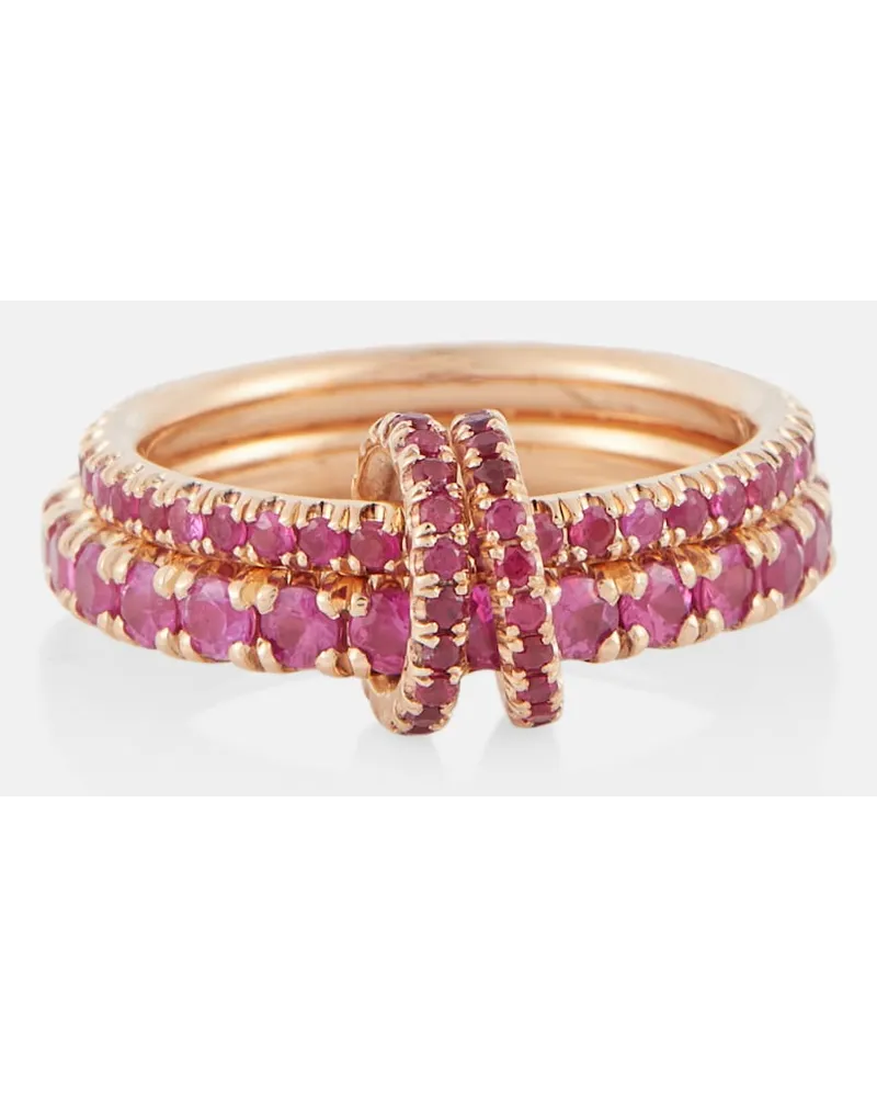Spinelli Kilcollin Anello Delphinus Rouge Petite Deux in oro bianco 18kt con zaffiri e rubini Rosa