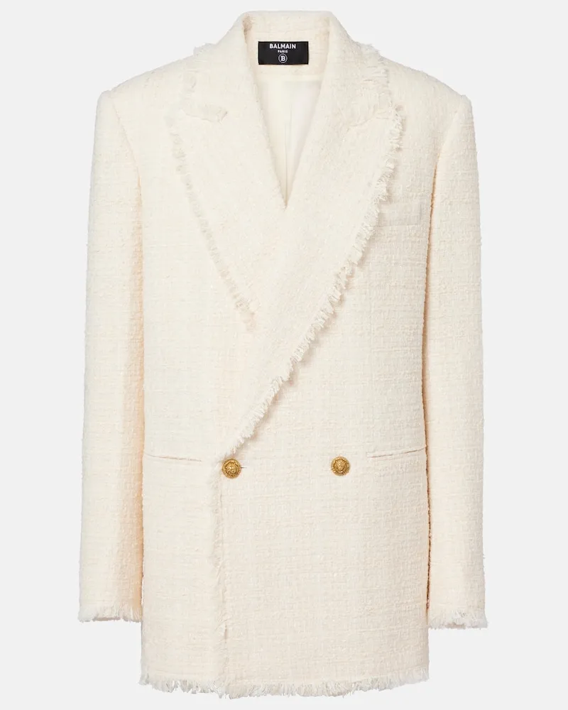Balmain Giacca doppiopetto in tweed Bianco