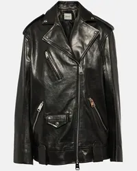 KHAITE Giacca biker oversize Hanson in pelle Nero