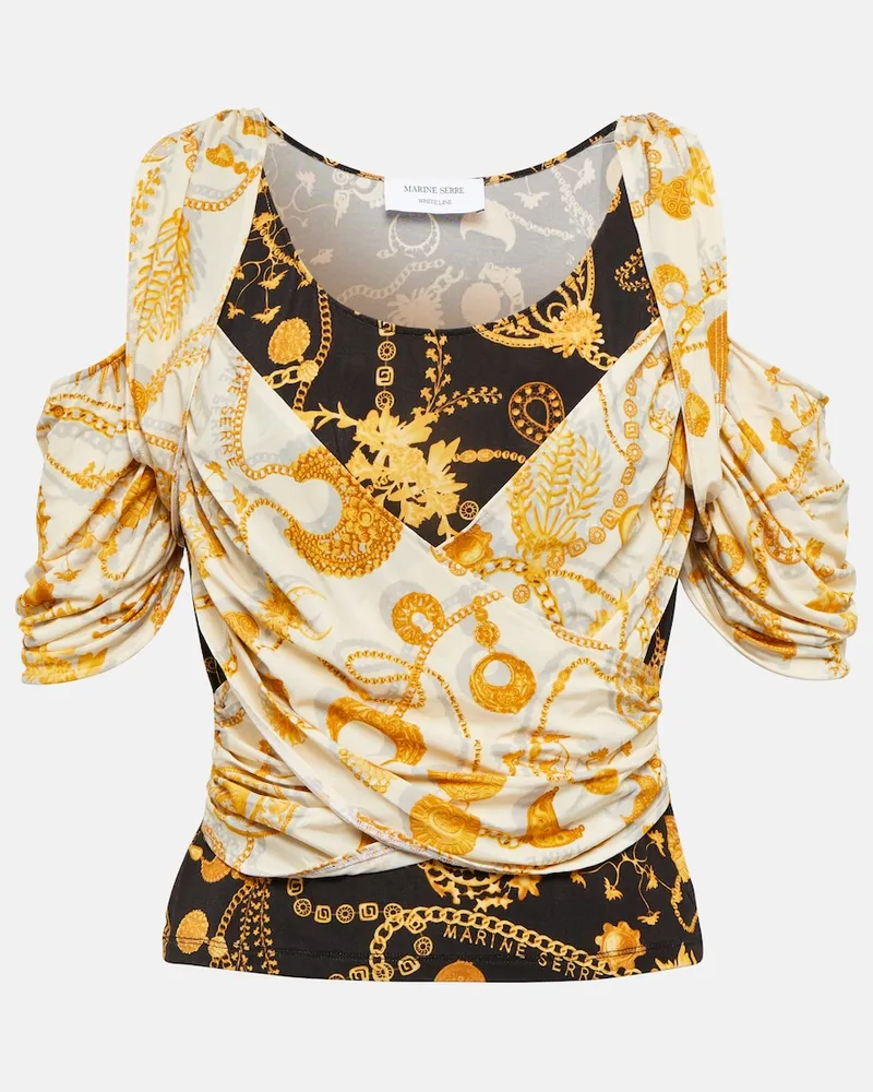 Marine Serre Top con stampa e cut-out Multicolore