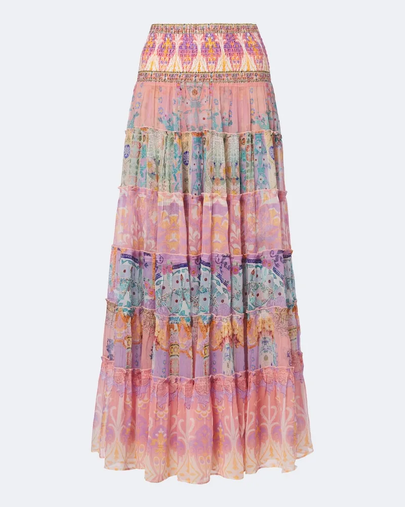 Camilla Gonna lunga in seta con stampa Multicolore