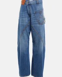 J.W.Anderson Jeans a gamba larga con ricamo Blu