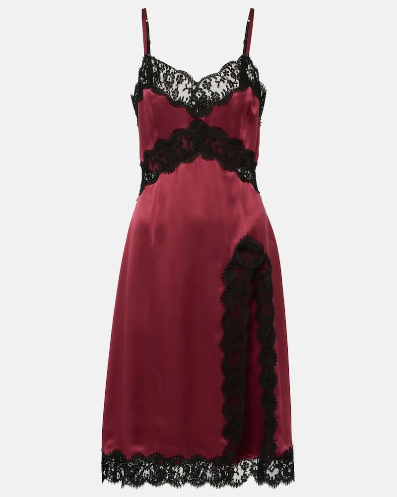 Dolce & Gabbana Abito midi in misto seta e cotone Rosso