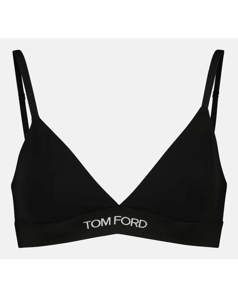 Tom Ford Bralette in jersey con logo Nero