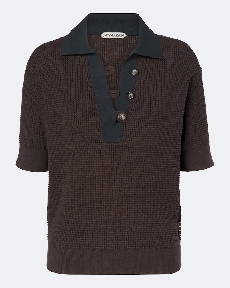 J.W.Anderson Polo in misto cotone e cashmere a nido d'ape Verde