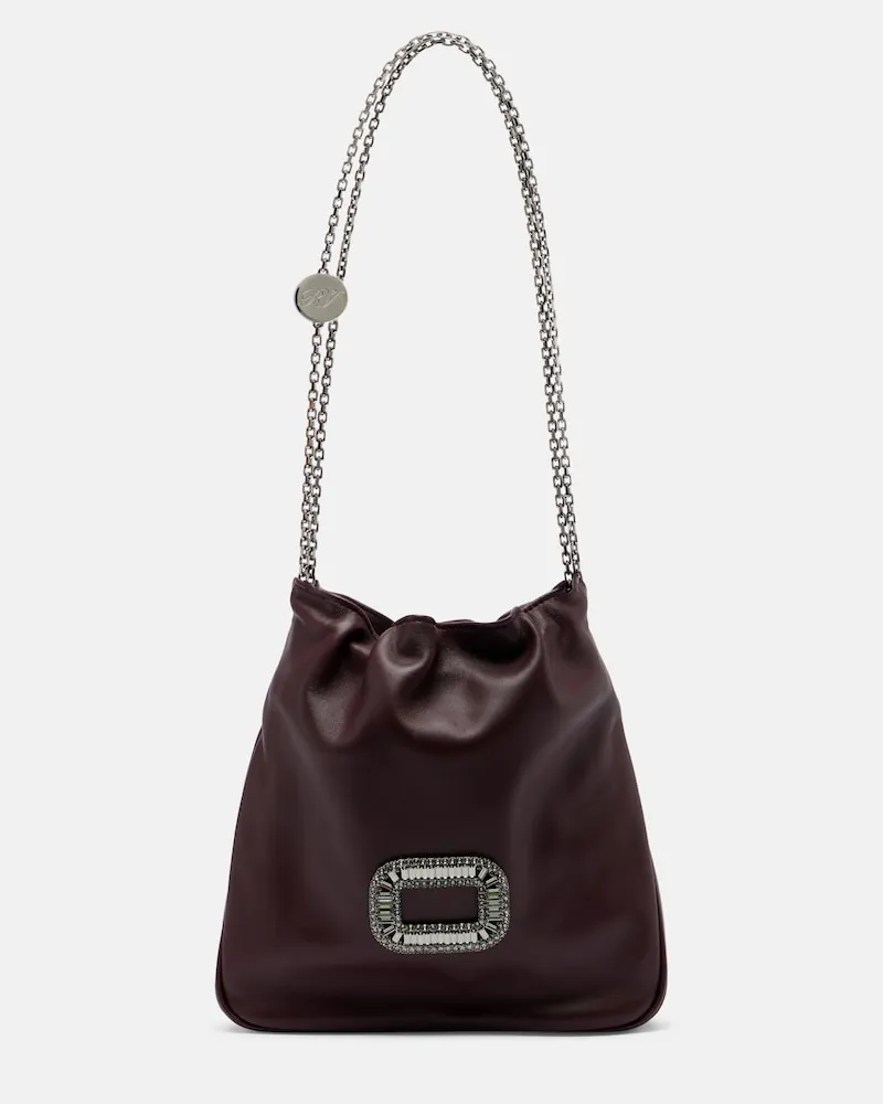 Roger Vivier Secchiello Pilgrim Mini in pelle Borgogna